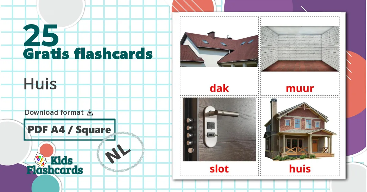 25 Huis billedkort for børn
