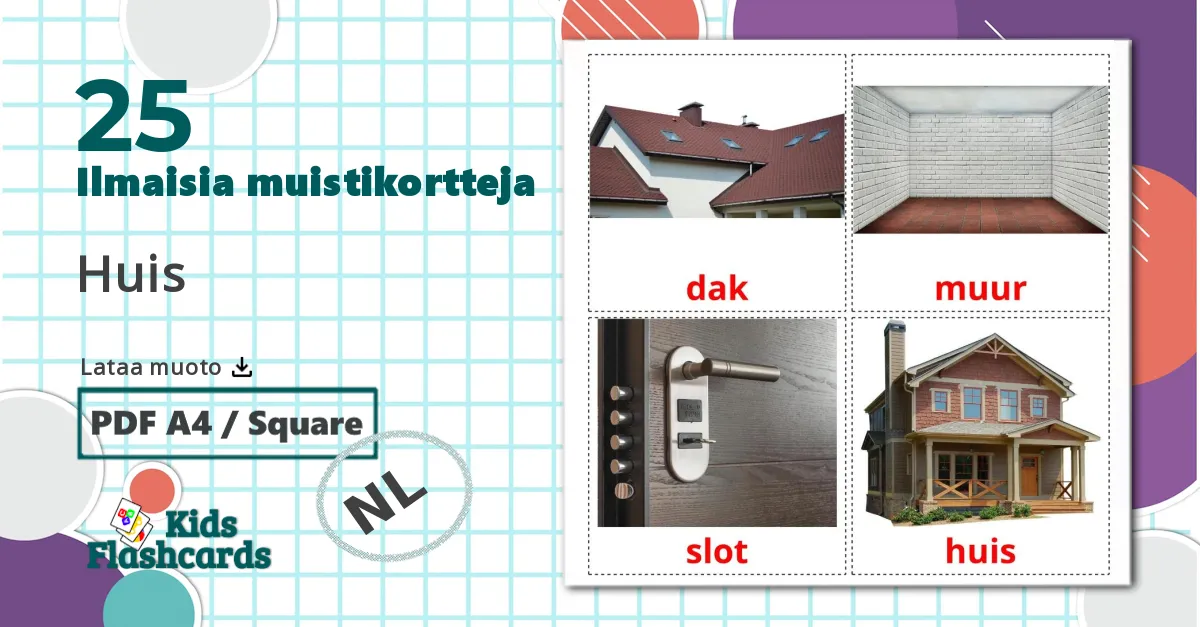 25 Huis lasten kuvakortit
