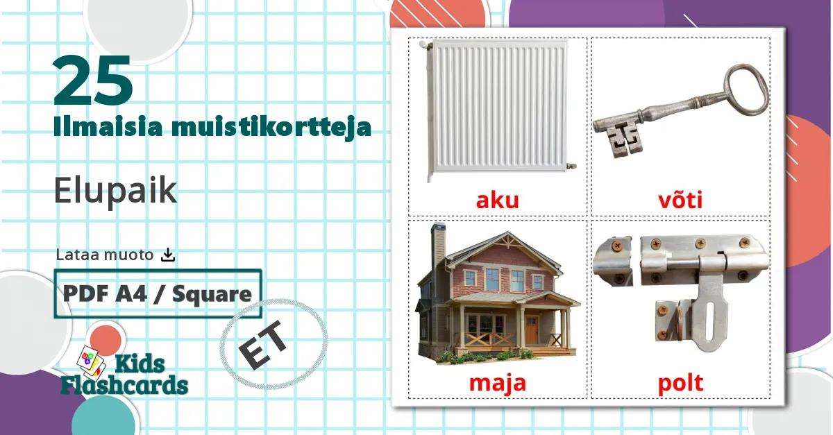 25 Elupaik lasten kuvakortit