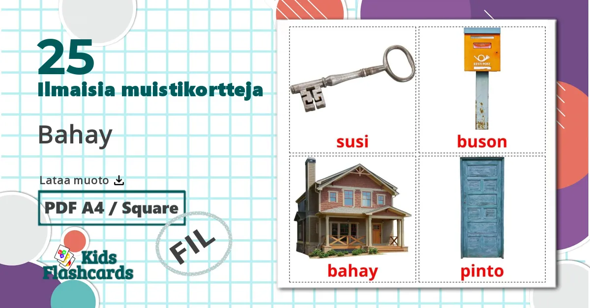 25 Bahay lasten kuvakortit