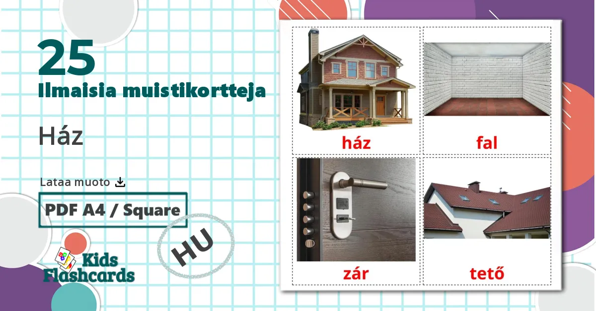 25 Ház lasten kuvakortit