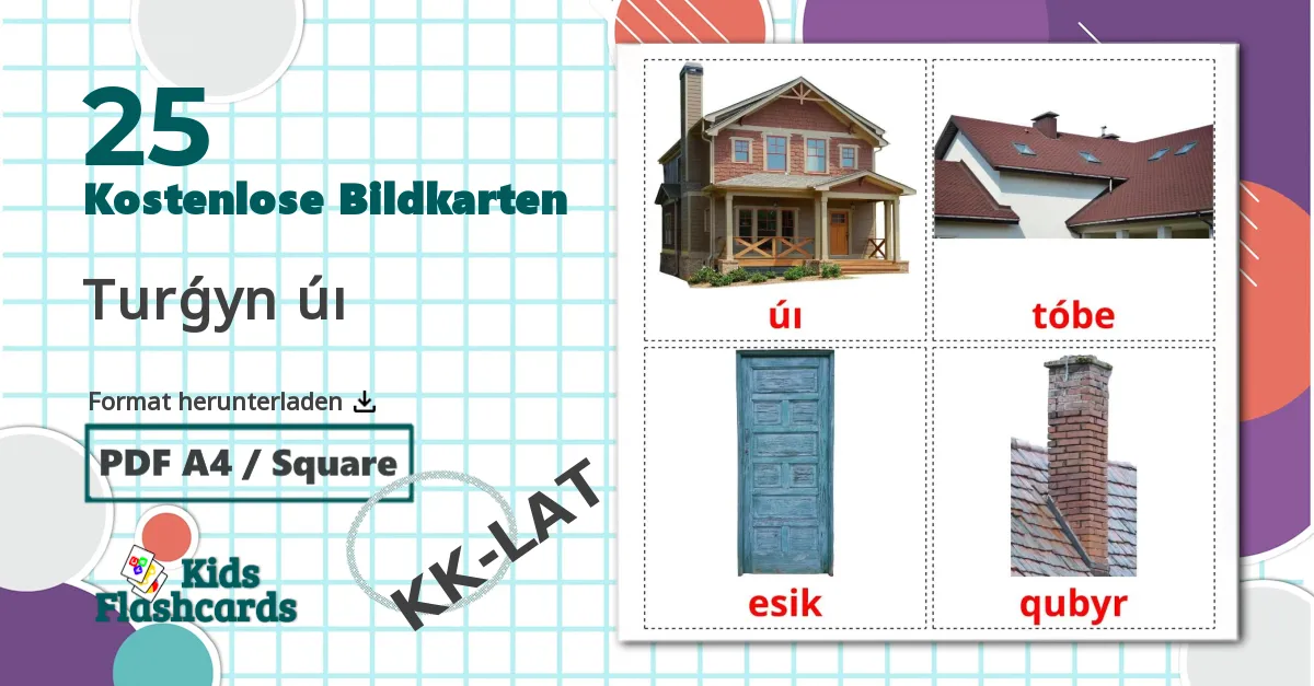 25 Bildkarten für Turǵyn úı