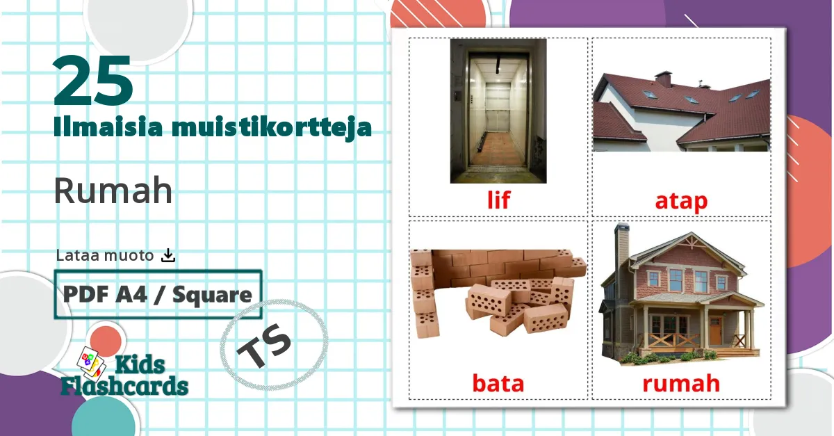25 Rumah lasten kuvakortit