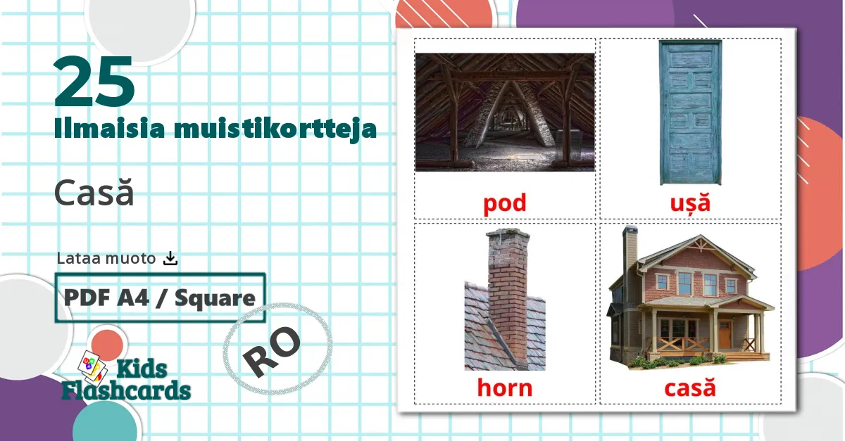25 Casă lasten kuvakortit