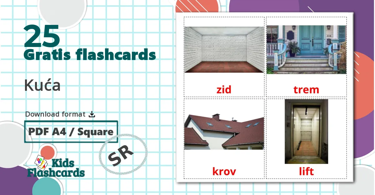 25 Kuća billedkort for børn