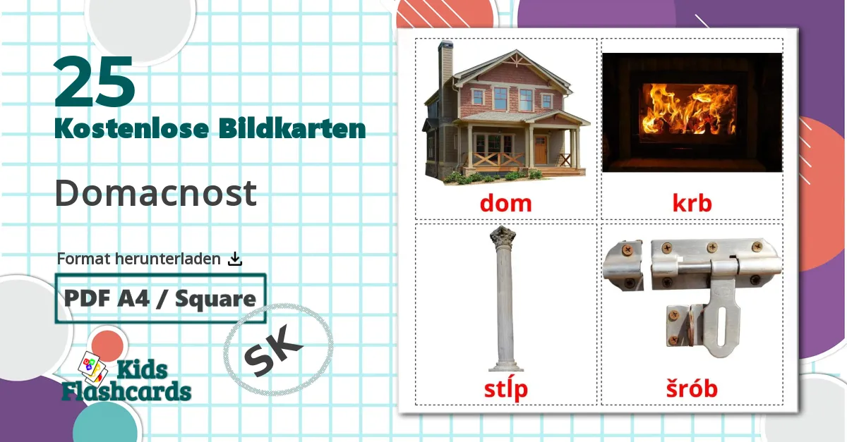 25 Bildkarten für Domacnost