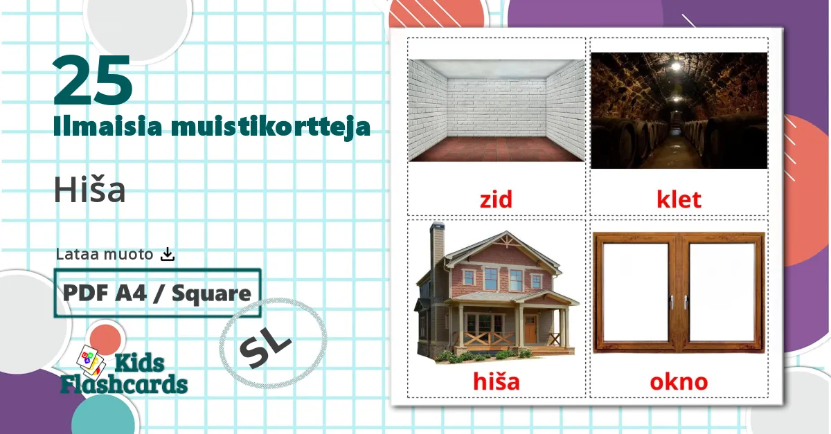 25 Hiša lasten kuvakortit
