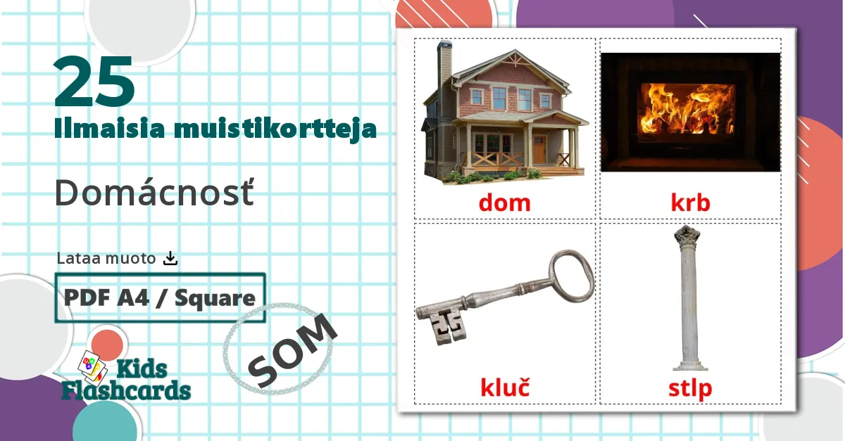 25 Koti lasten kuvakortit