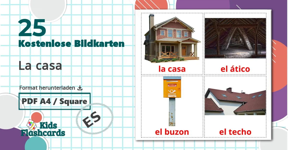 25 Bildkarten für La casa