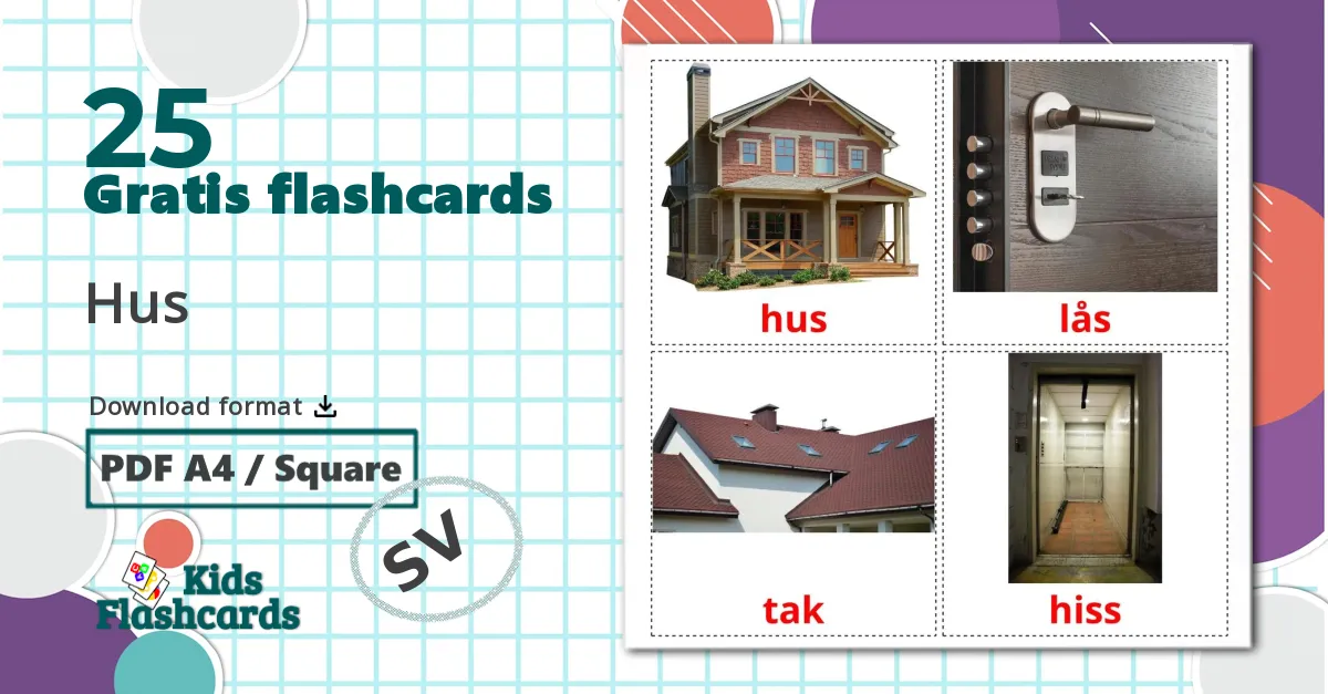 25 Hus billedkort for børn