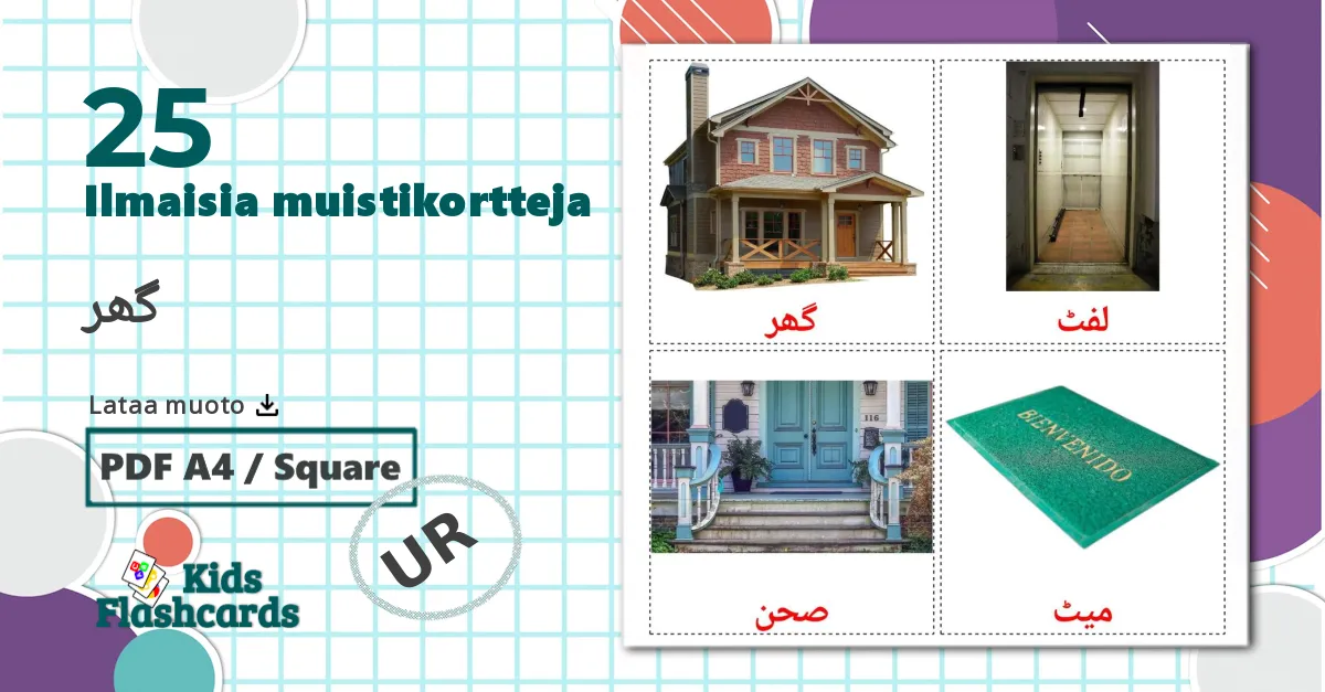 25 گھر lasten kuvakortit
