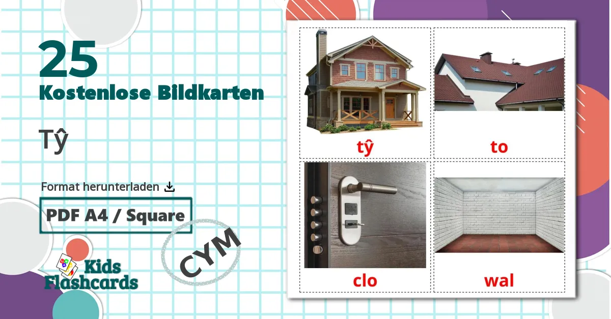 25 Bildkarten für Tŷ