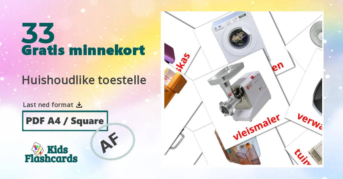 33 Huishoudlike toestelle bildekort
