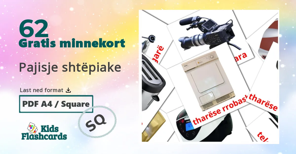 62 Pajisje shtëpiake bildekort
