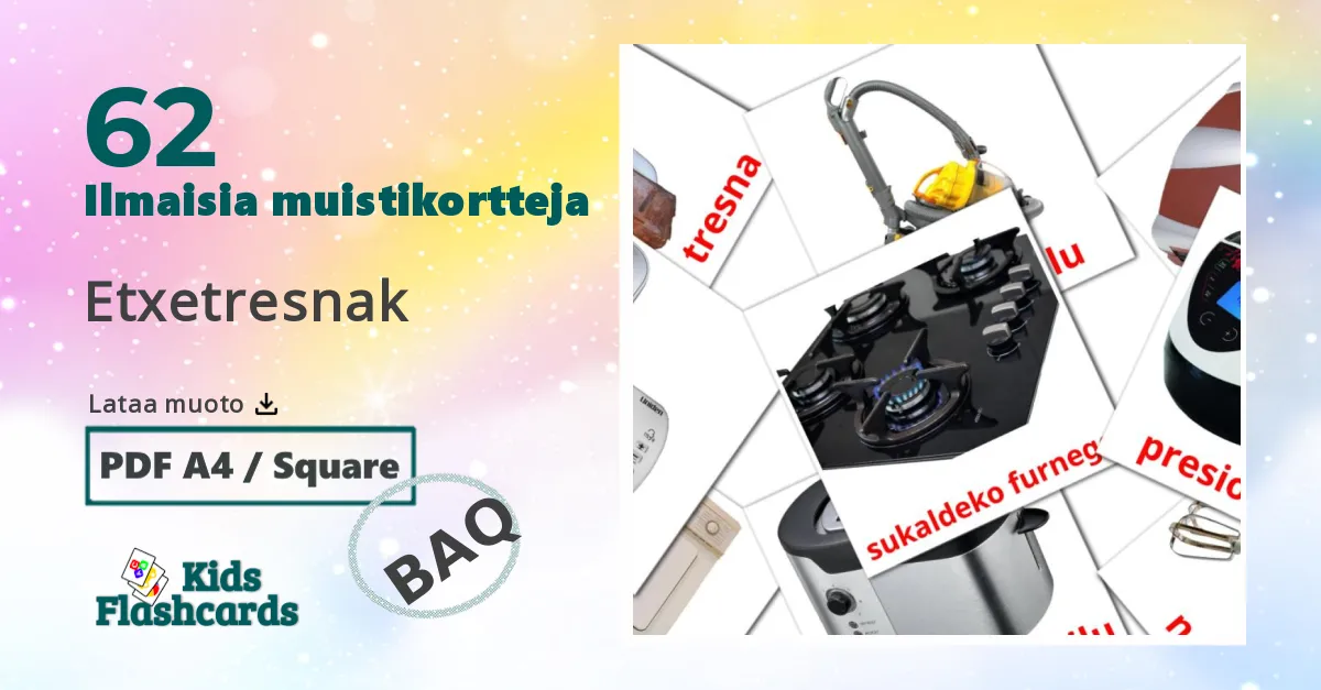 62 Etxetresnak lasten kuvakortit