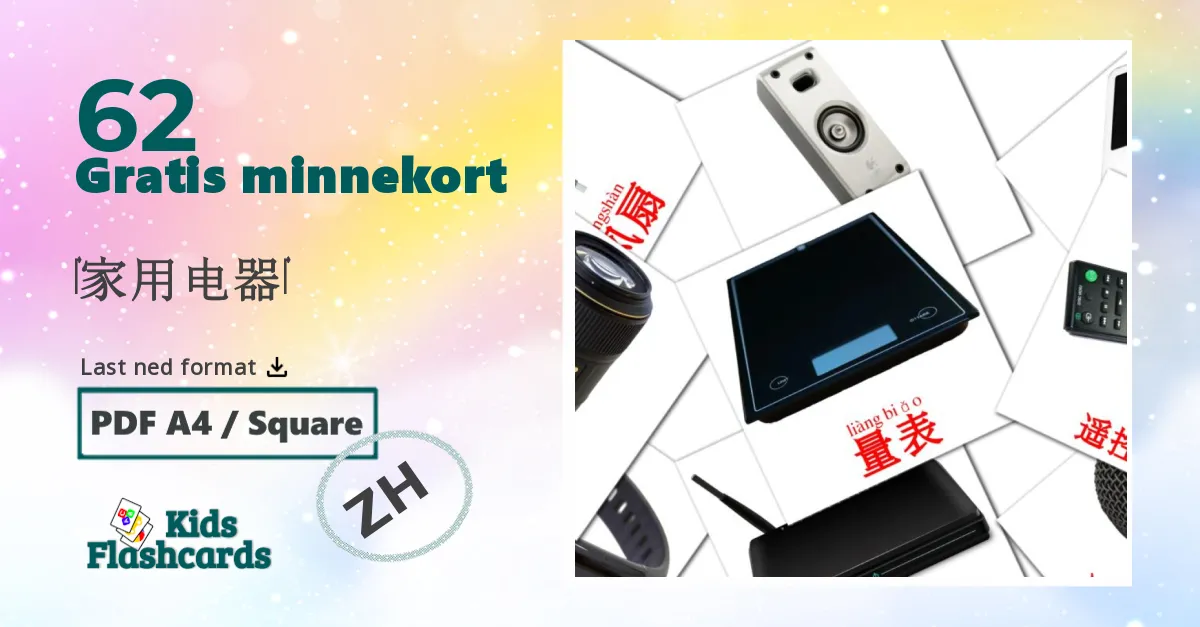 ‎家用电器‎ bildekort for barn på kinesisk(forenklet)