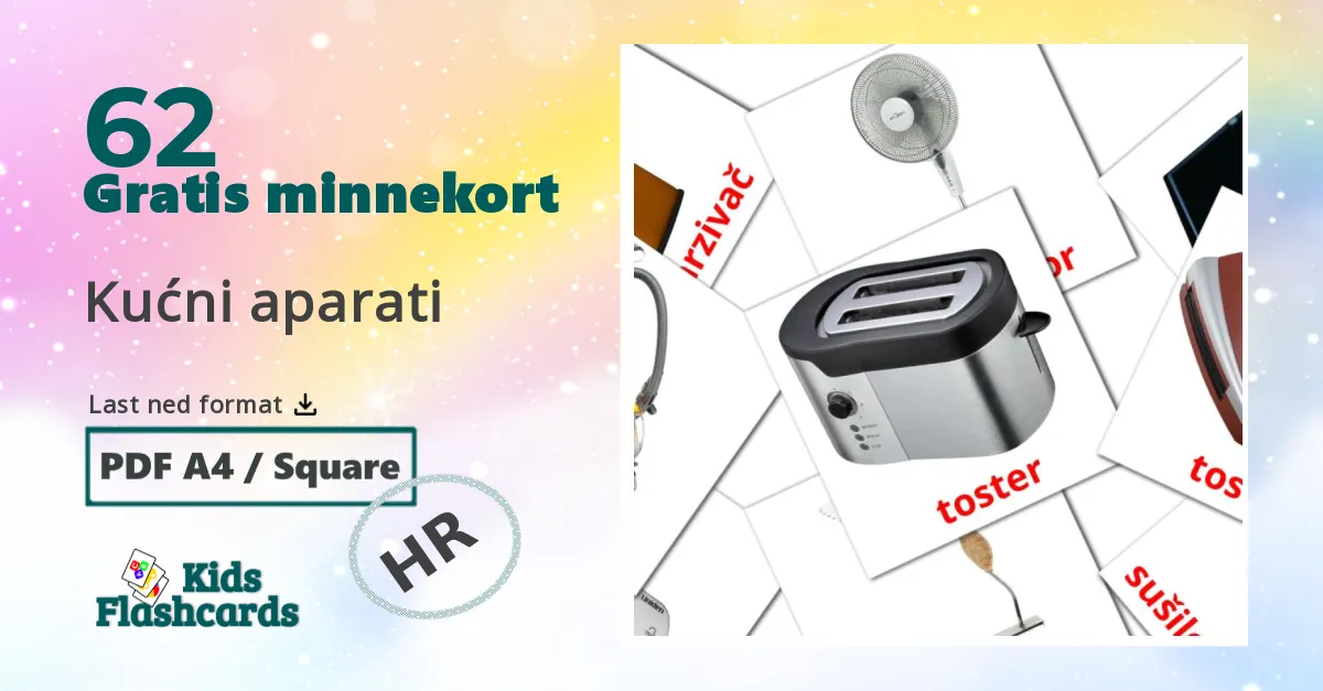Kućni aparati bildekort for barn på kroatisk