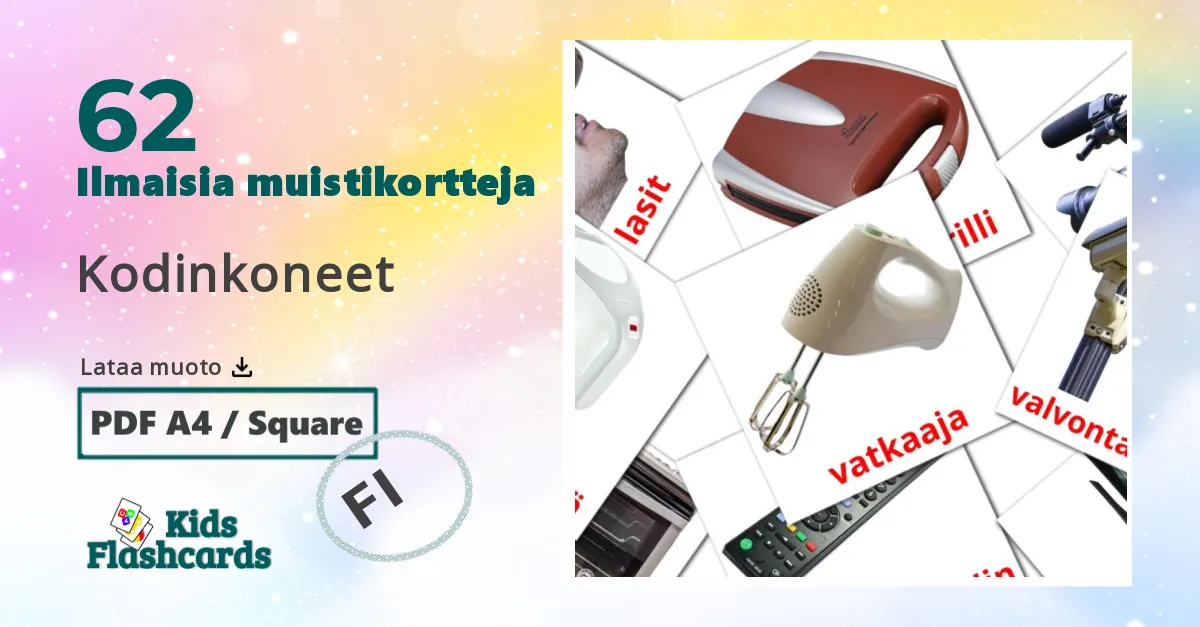 Kodinkoneet – lasten kuvakortit marathiksi sanastoon