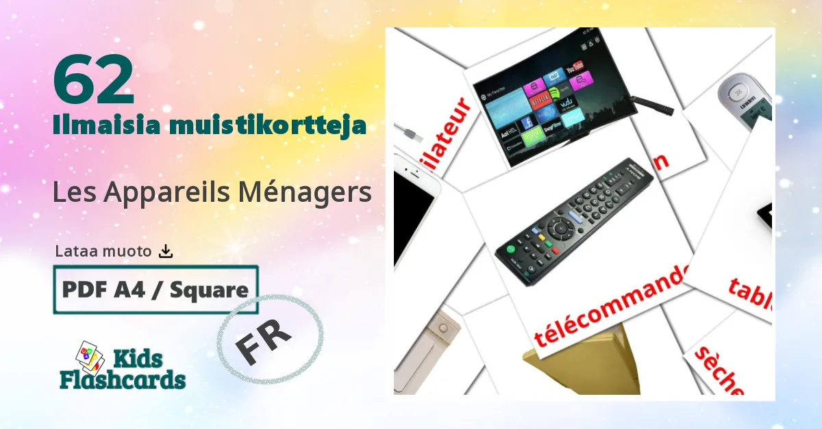 Les Appareils Ménagers – lasten kuvakortit ranskalaiseksi sanastoon