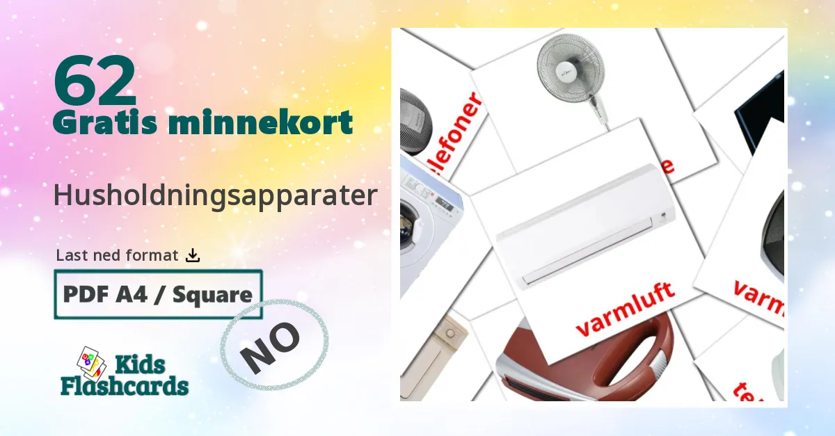 Husholdningsapparater bildekort for barn på marathi