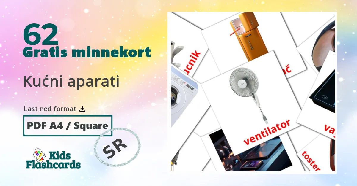 Kućni aparati bildekort for barn på serbisk