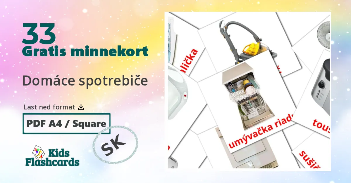 Domáce spotrebiče bildekort for barn på slovakisk
