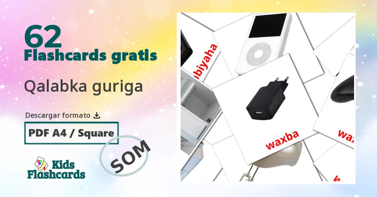 62 tarjetas didacticas de Qalabka guriga