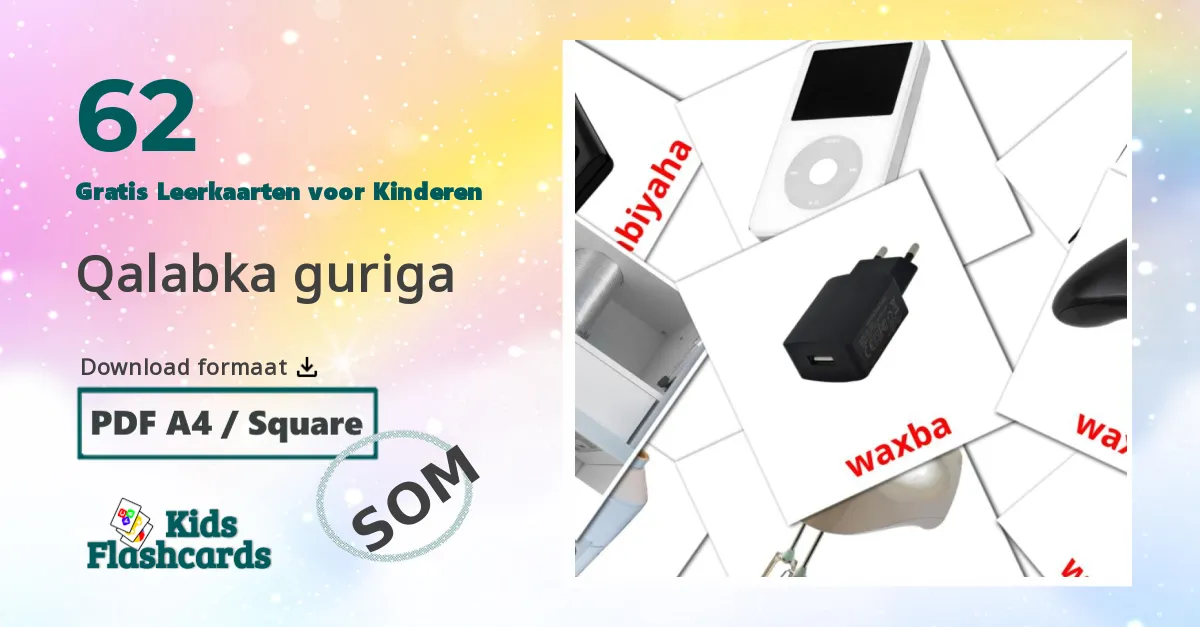 62 Qalabka guriga Leerkaarten voor kinderen