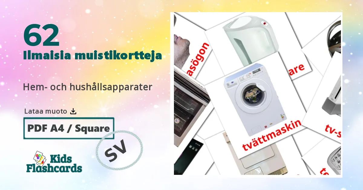 62 Hem- och hushållsapparater lasten kuvakortit