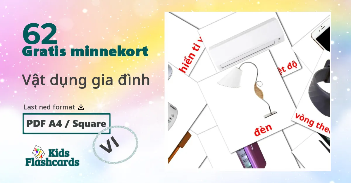 Vật dụng gia đình bildekort for barn på vietnamesisk