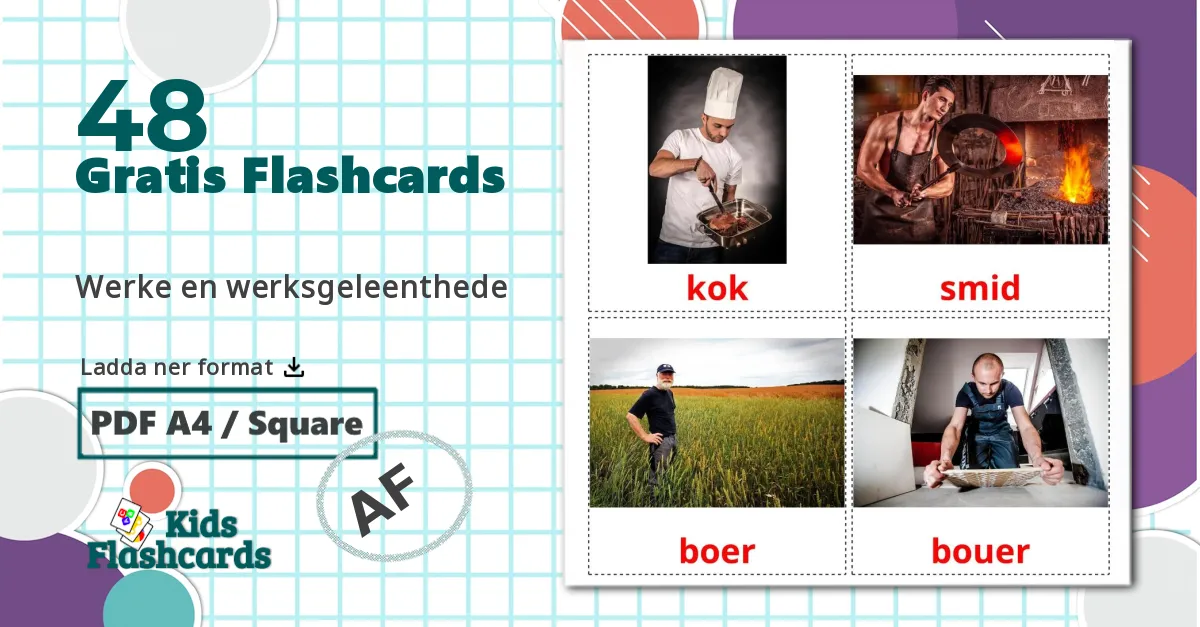 Utförande av yrken - afrikaans ordförrådskort
