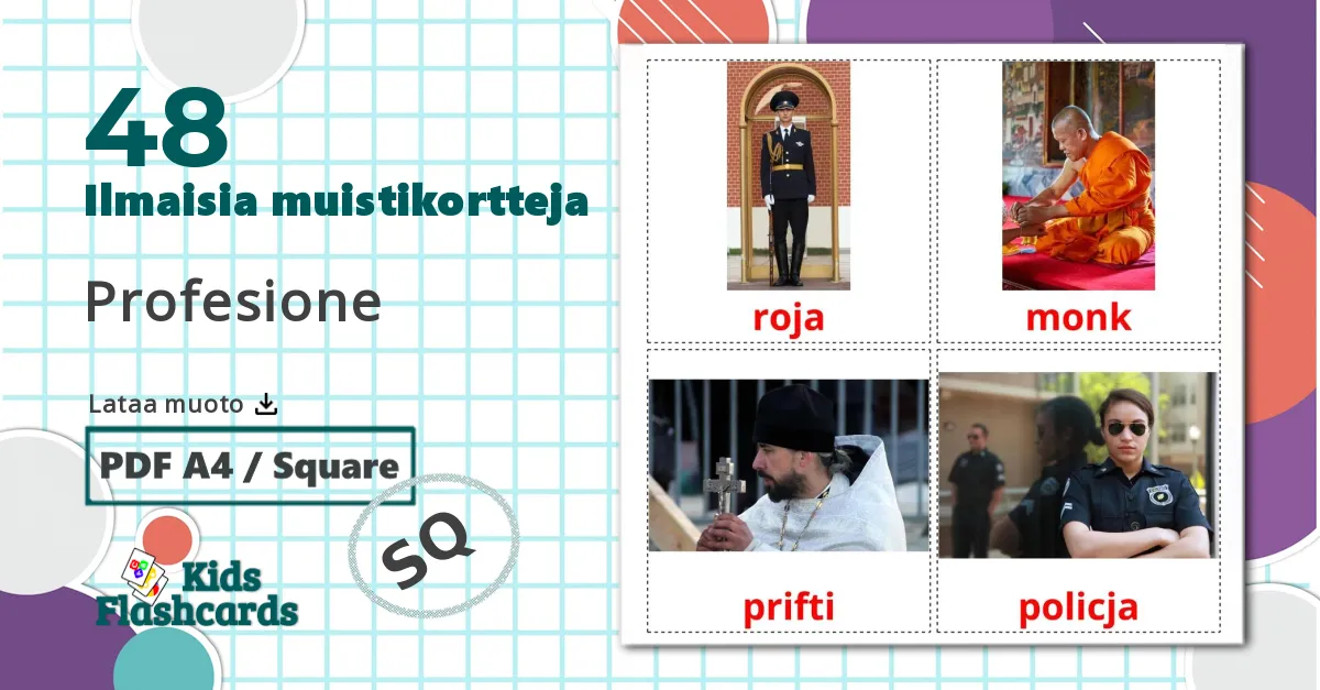 Työt ja ammatit - albanian sanastokortit