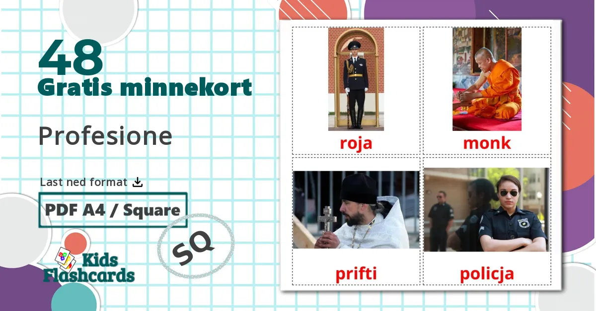 Jobber og yrker - Ordforrådskort for albansk