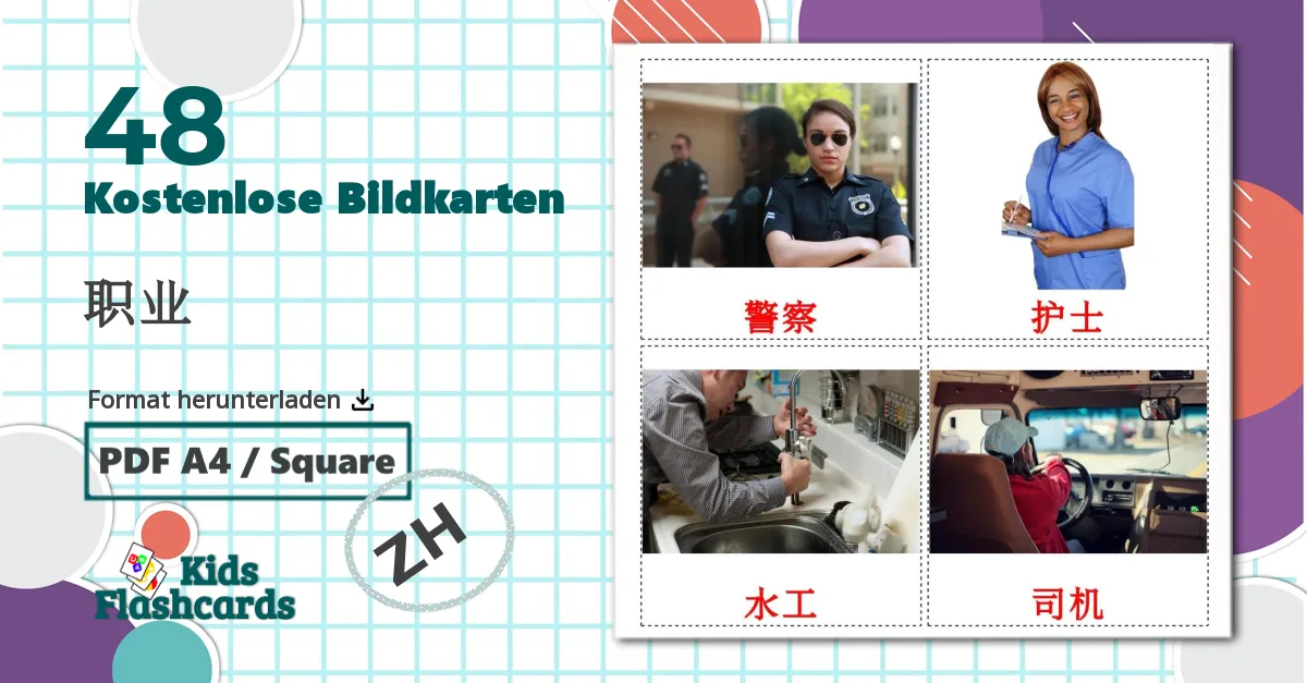 48 Bildkarten für 职业