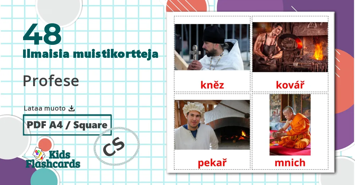 48 Profese lasten kuvakortit
