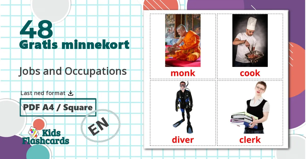 48 Jobs and Occupations bildekort