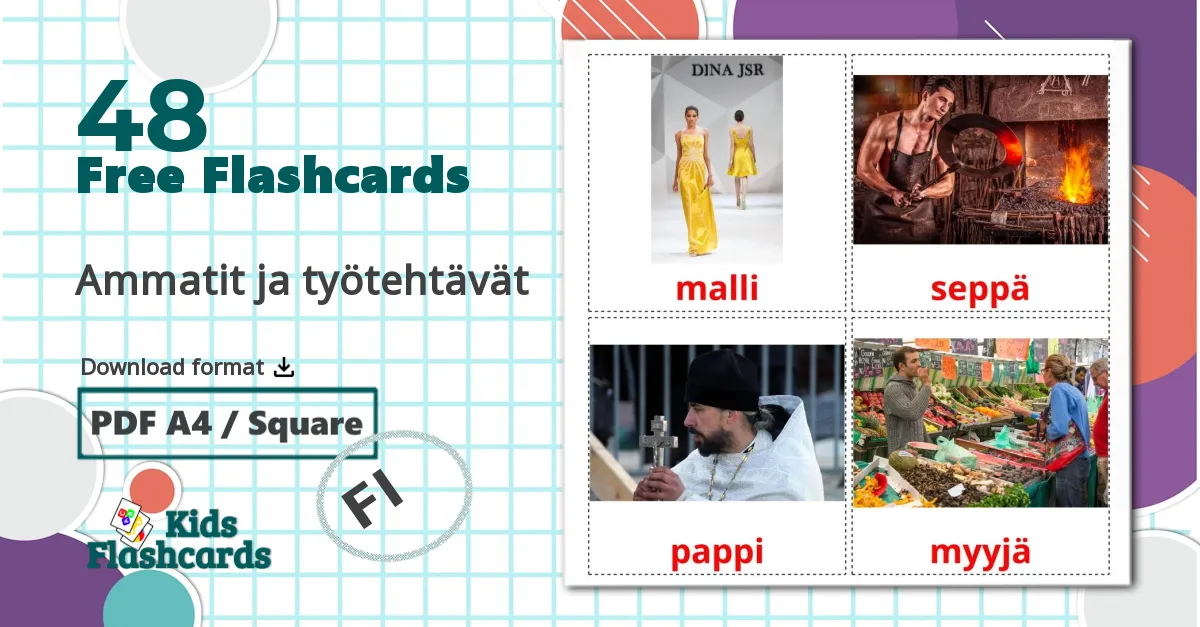 48 Ammatit ja työtehtävät flashcards