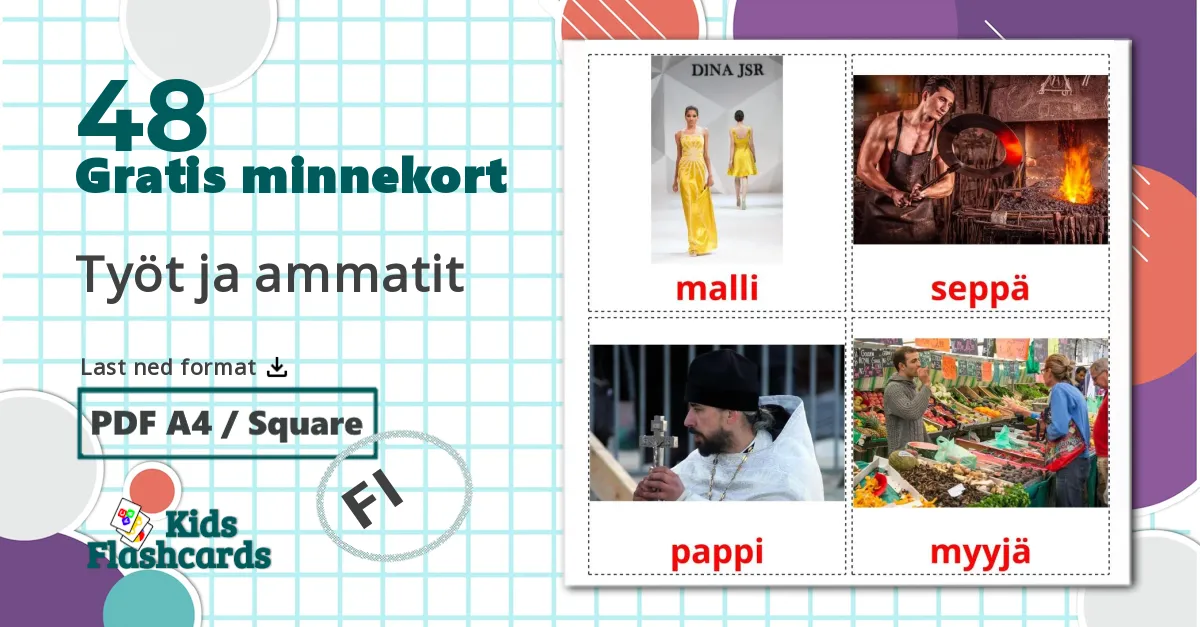 48 Työt ja ammatit bildekort