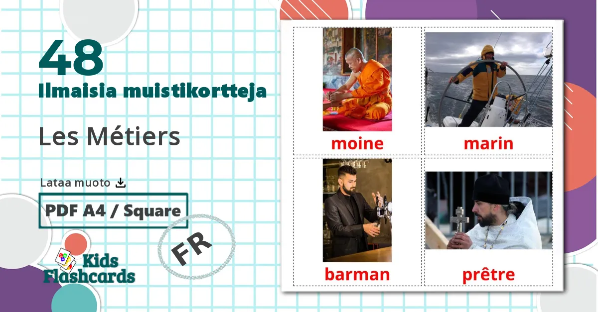 48 Les Métiers lasten kuvakortit