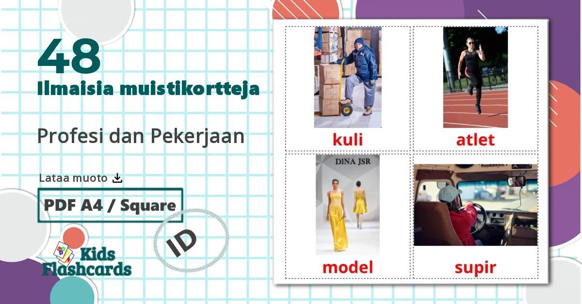 48 Profesi dan Pekerjaan lasten kuvakortit