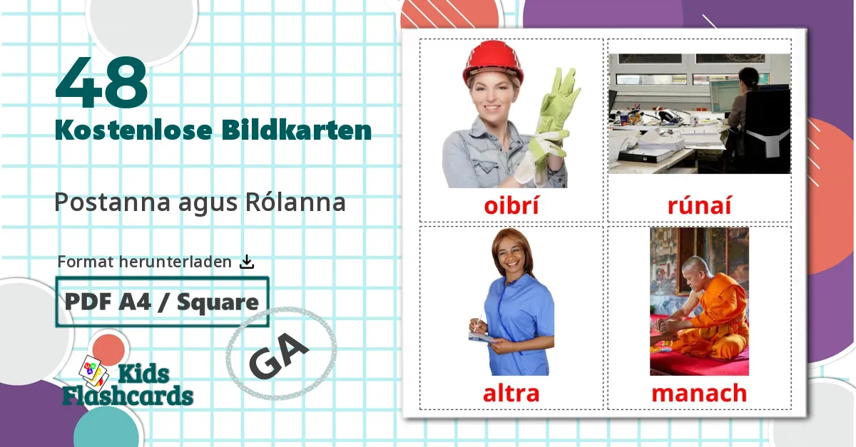 48 Bildkarten für Arbeitsplätze