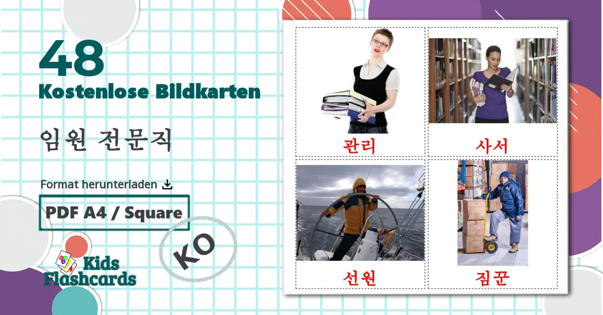 48 Bildkarten für 임원 전문직