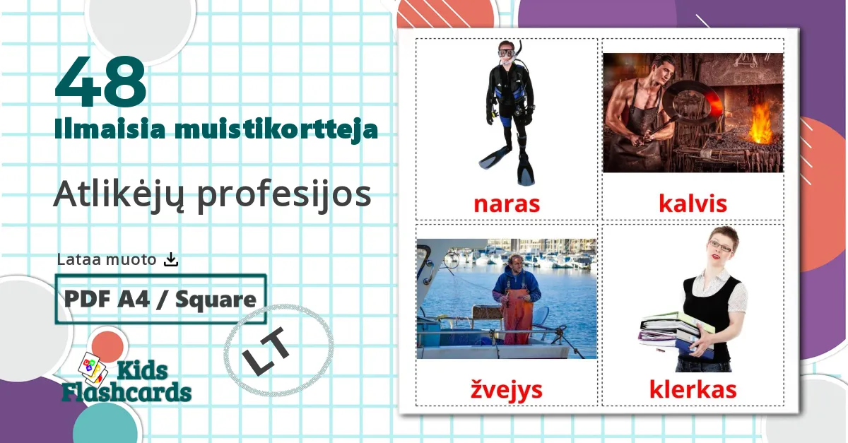 48 Atlikėjų profesijos lasten kuvakortit