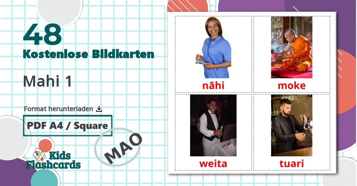 48 Bildkarten für Mahi 1