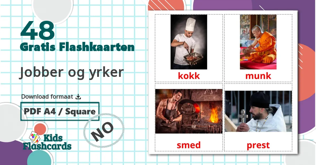 48 Jobber og yrker flashcards