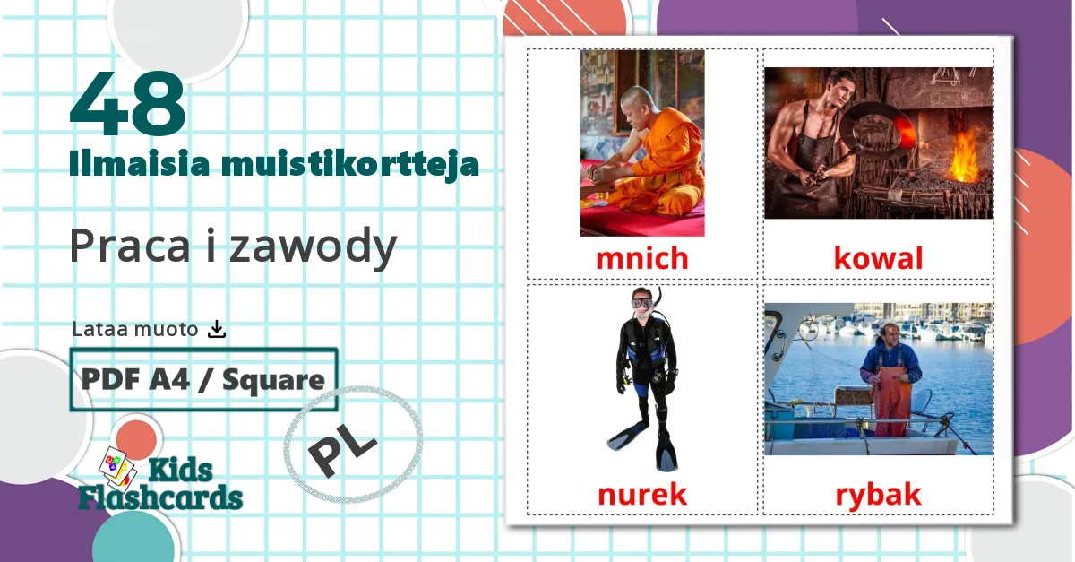48 Praca i zawody lasten kuvakortit