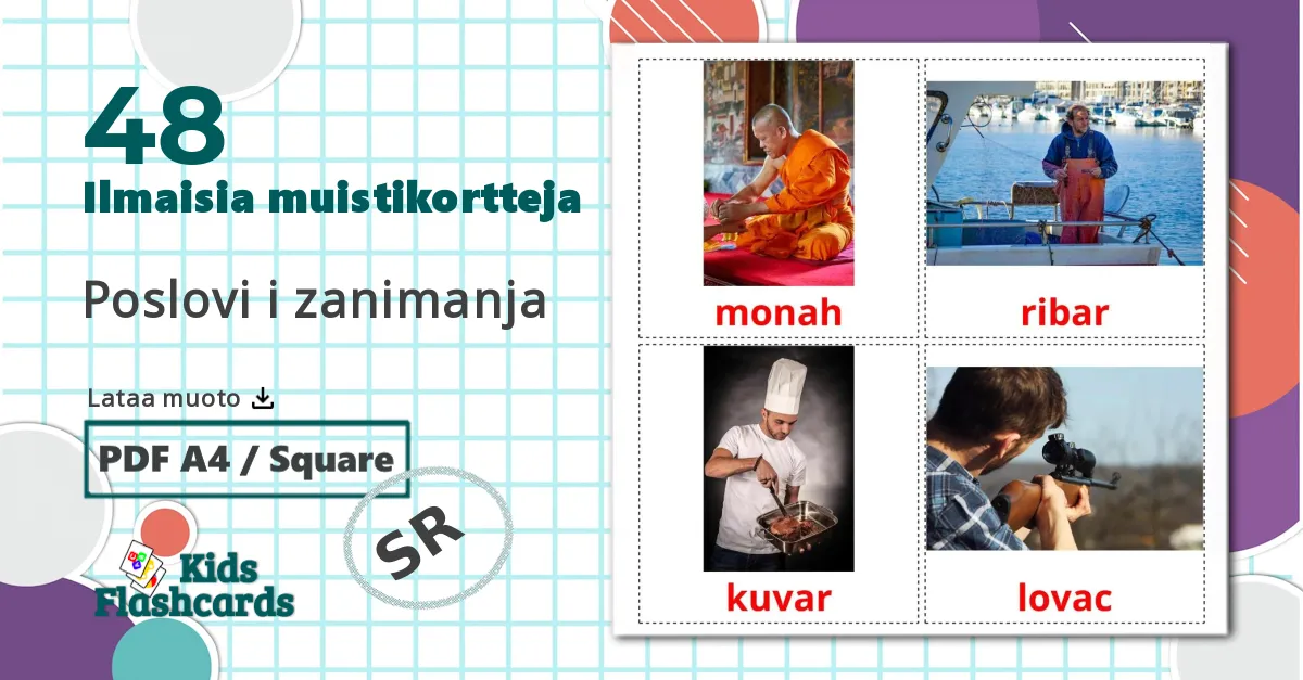 48 Poslovi i zanimanja lasten kuvakortit
