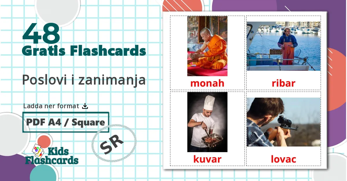 48 Poslovi i zanimanja bildkort för barn