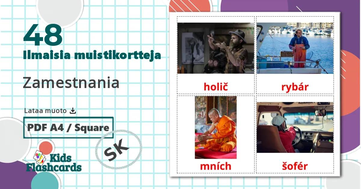 48 Zamestnania lasten kuvakortit