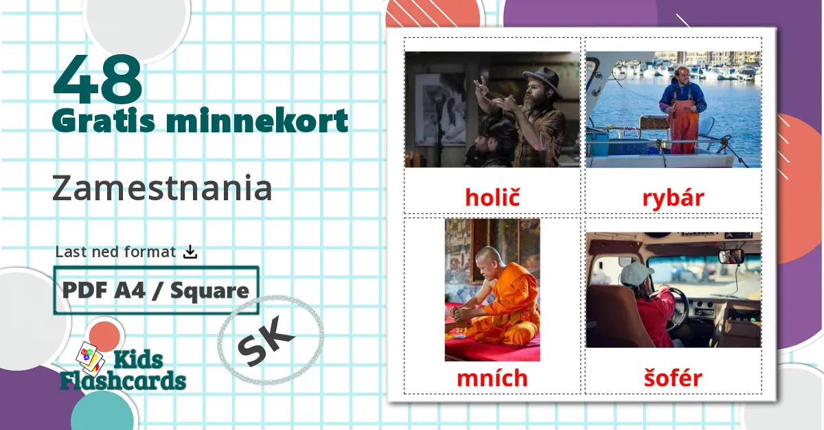 48 Zamestnania bildekort